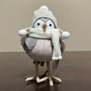 New Target Wondershop Winter Christmas Tan Hat Cream Scarf Fabric Bird loop